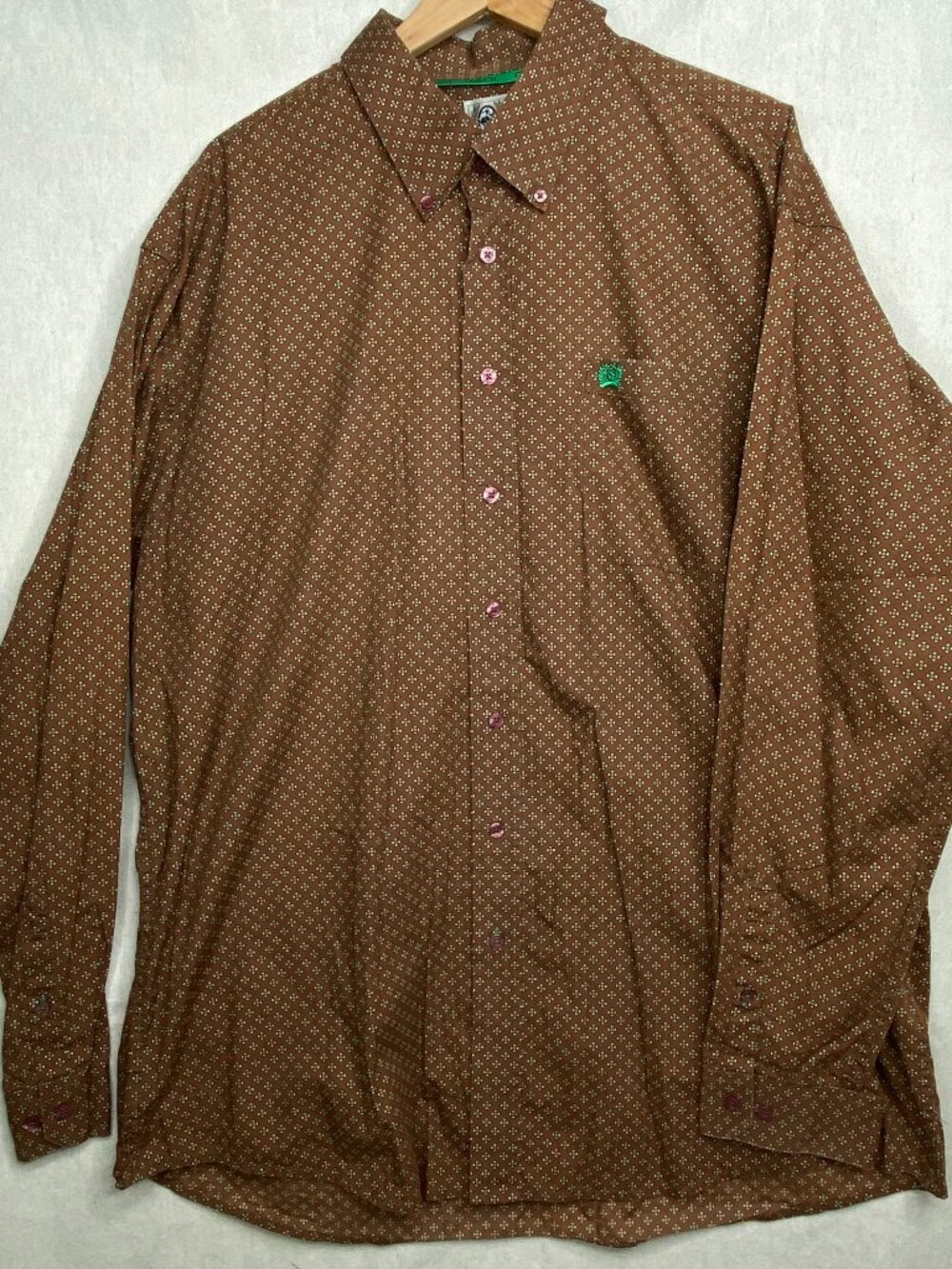 Cinch Western Shirt Mens 2XL Brown Geometric Long Sleeve Button Down - Used